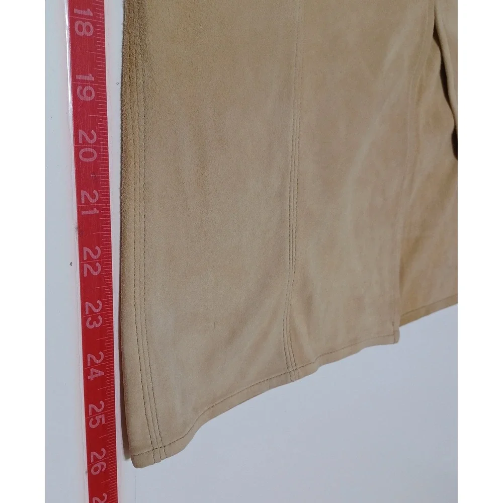 AS by DF Womens S Tan Suede Leather Midi Skirt Paperbag Waist Western Boho Luxe